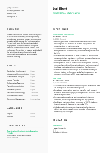 Middle School Math Teacher Resume Template #14