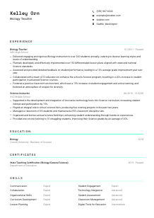 Biology Teacher CV Template #3