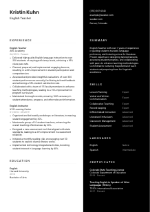 English Teacher Resume Template #17