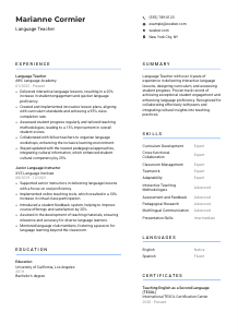 Language Teacher Resume Template #10