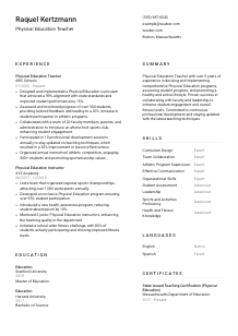 Physical Education Teacher Resume Template #5