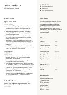 Physical Science Teacher Resume Template #2
