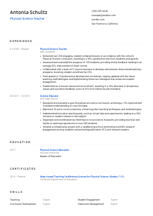 Physical Science Teacher Resume Template #1