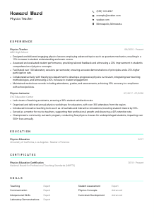 Physics Teacher CV Template #3