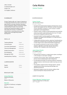 Science Teacher CV Template #2