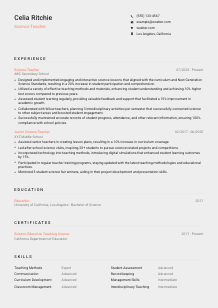 Science Teacher Resume Template #3