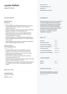 Spanish Teacher CV Template #2