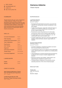 Theatre Teacher Resume Template #19