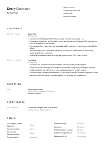 Airline Pilot Resume Template #3