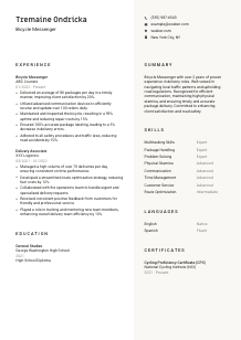 Bicycle Messenger Resume Template #2