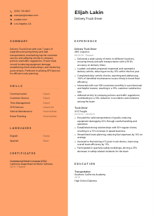 Delivery Truck Driver CV Template #3