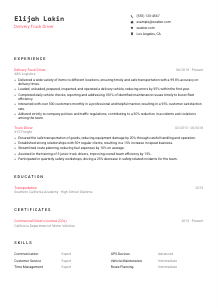 Delivery Truck Driver Resume Template #1