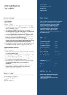 Train Conductor Resume Template #2