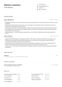 Traffic Manager Resume Example