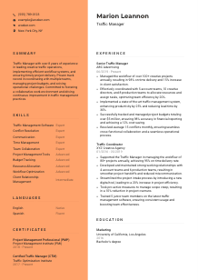 Traffic Manager Resume Template #19