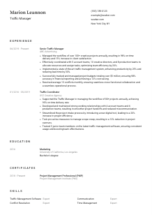 Traffic Manager CV Template #3