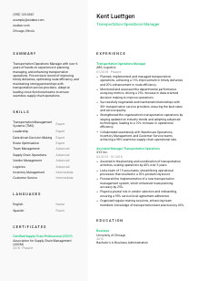 Transportation Operations Manager Resume Template #14
