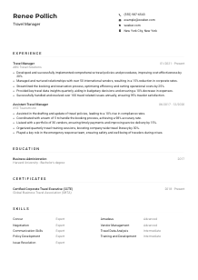 Travel Manager CV Example