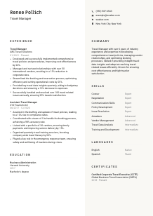 Travel Manager Resume Template #2